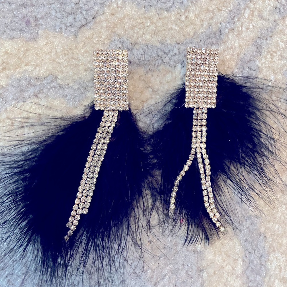 Black Feathered beauty earrings